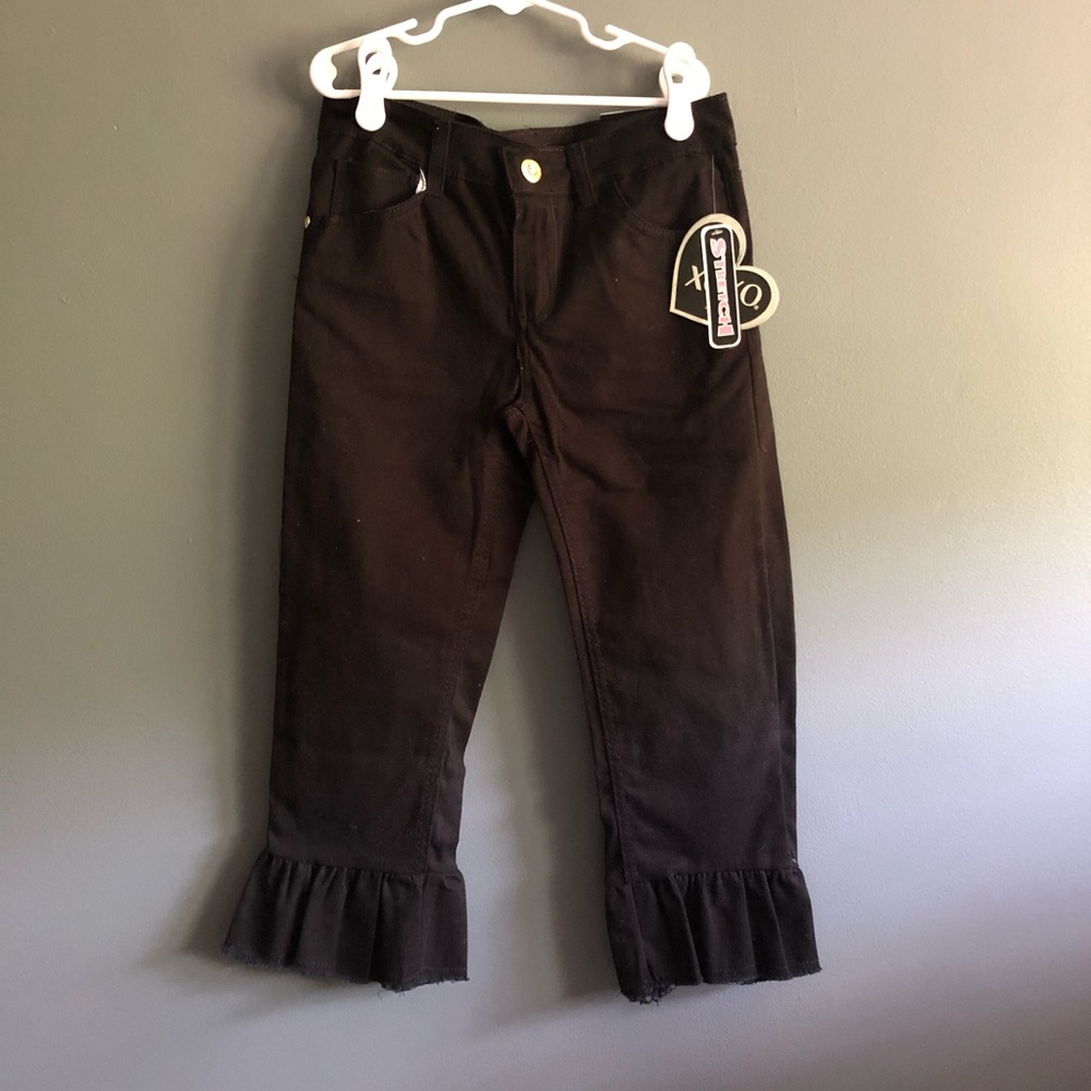 XOXO Girls Black Denim Flare & Ruffle Bottom
